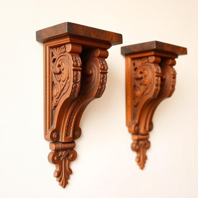 Hand-Carved Bodhi Wall Brackets (Set of 2)